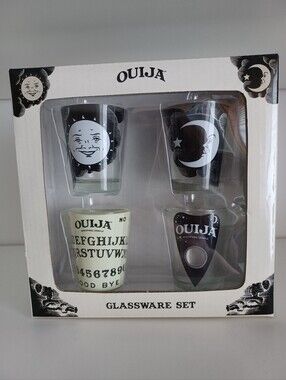 Four Hasbro Ouija Board Shot Glass Glassware Set Barware Drinkware Collectible